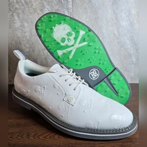 G/FORE Gallivanter Embossed Skull & Tees Leather Golf Shoes Men's Size 11 White